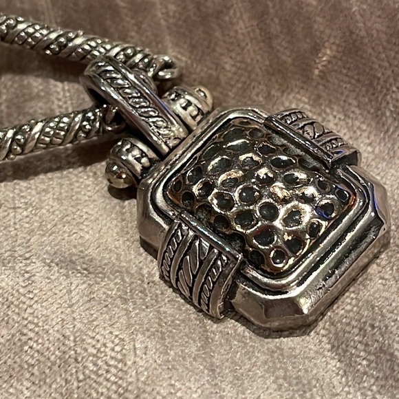 Square Hammered Barrel Necklace - Picture 8 of 9